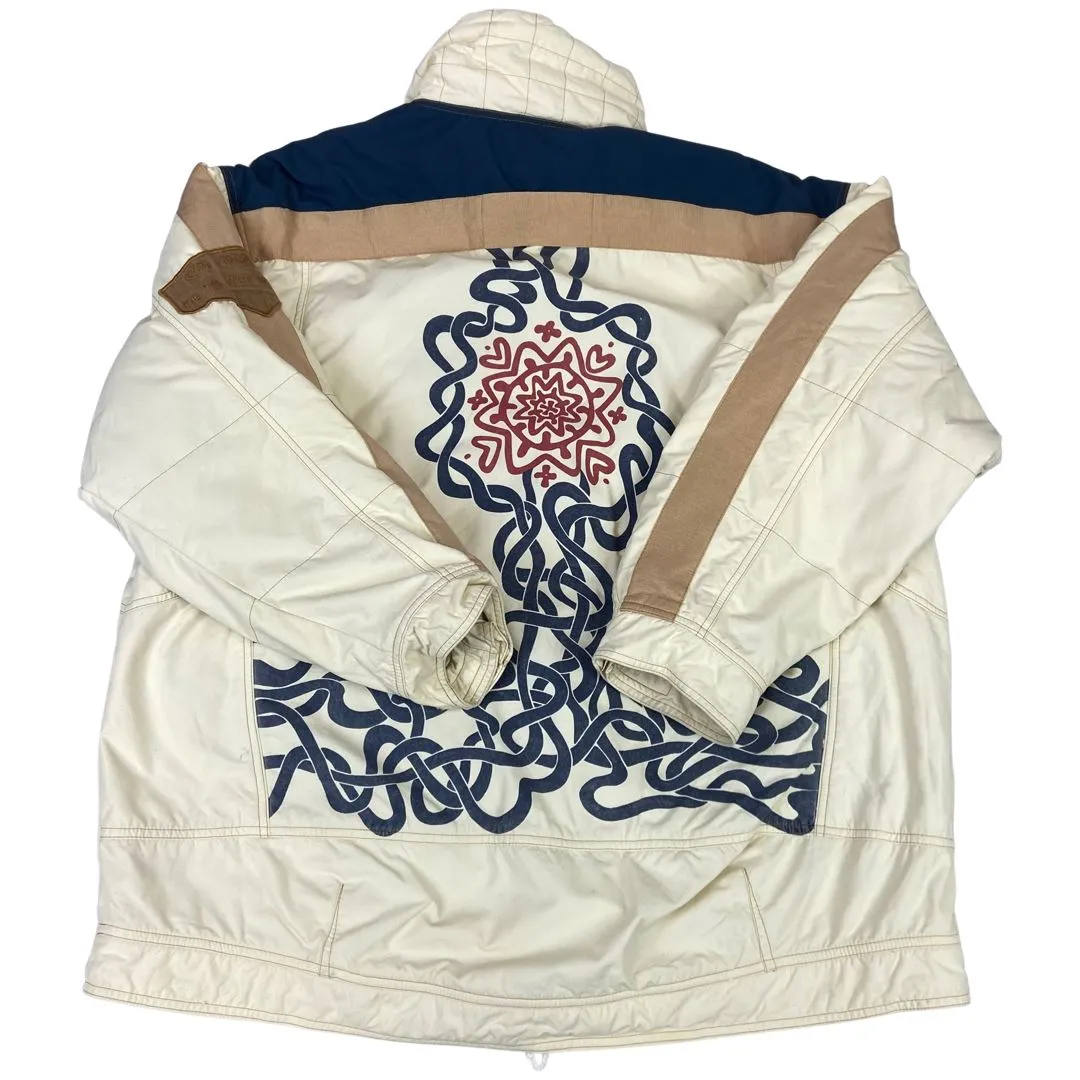 Vintage 90s 00s Beige Cream Embroidered Ellesse Oversized Ski Jacket XL