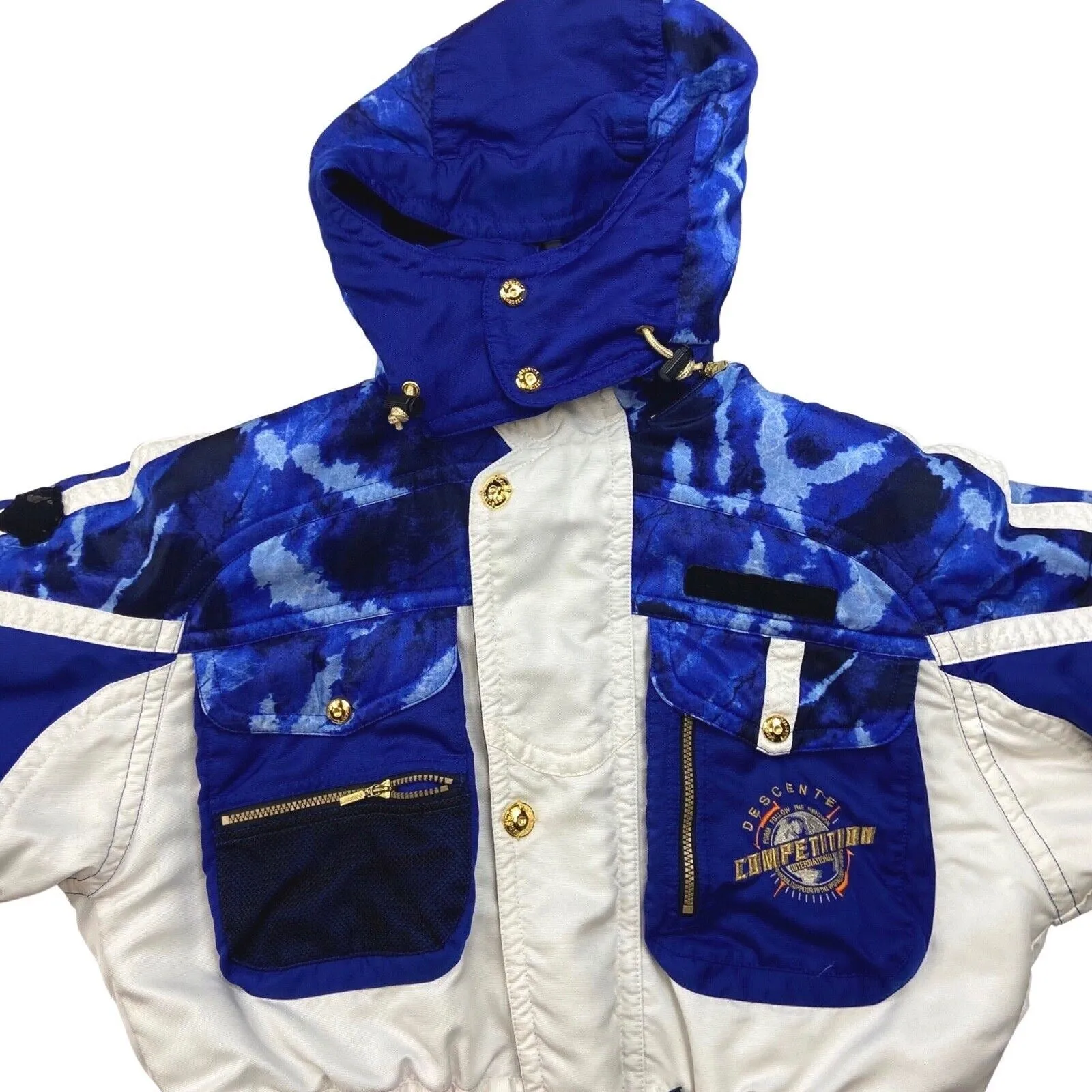 Vintage 90s 00s White Blue Decente Ski Jacket Coat Retro L