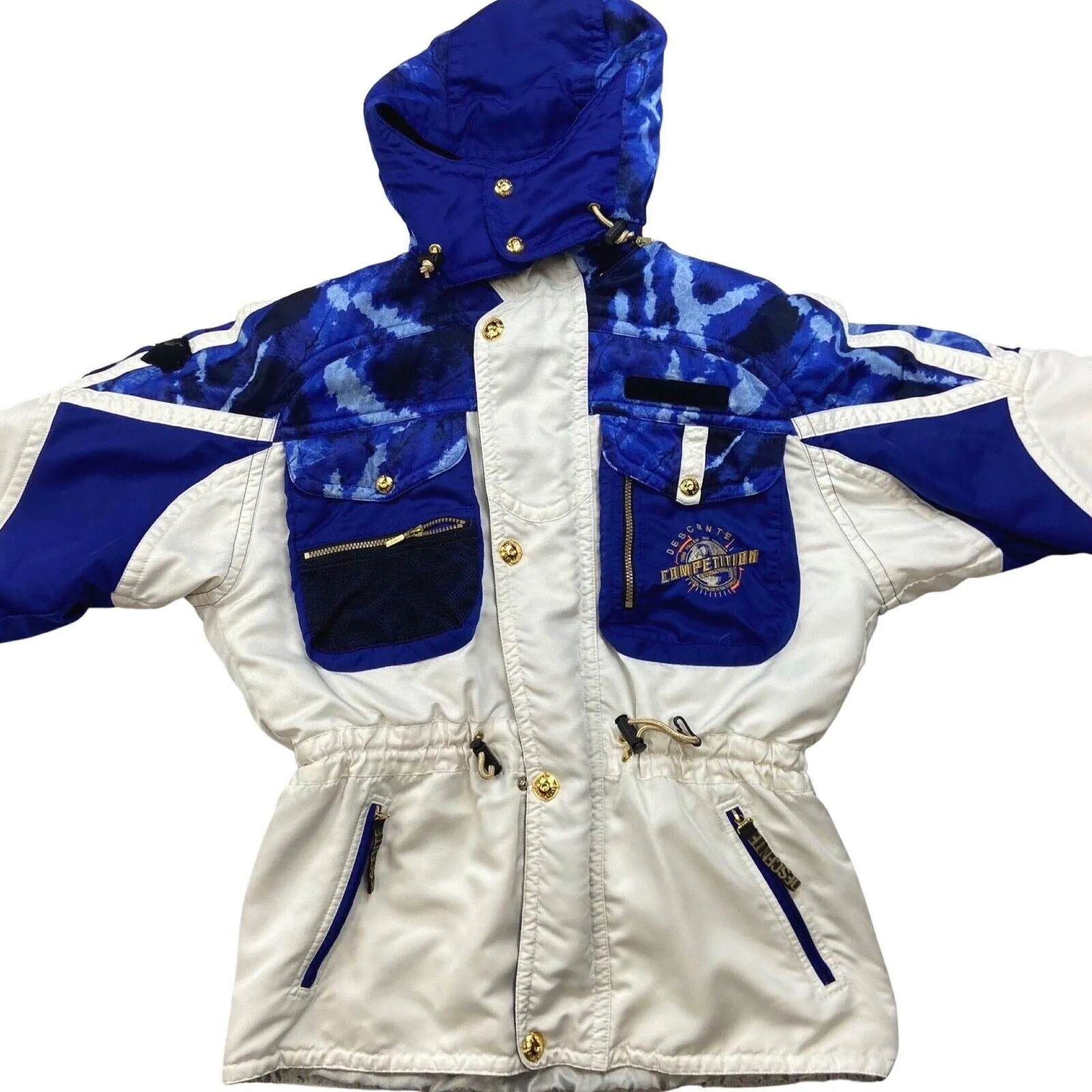 Vintage 90s 00s White Blue Decente Ski Jacket Coat Retro L
