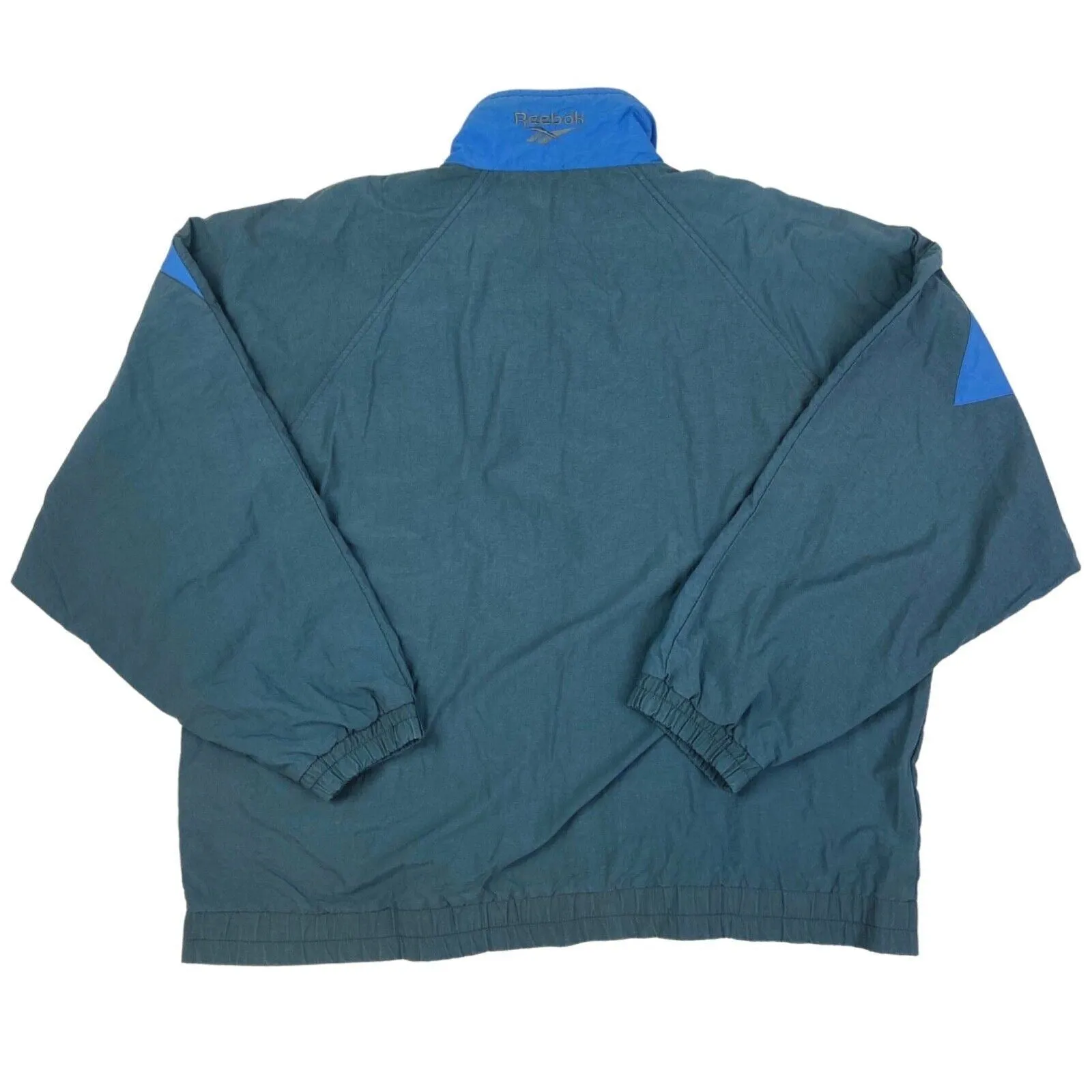 Vintage 90s Grey Yellow Blue Embroidered Reebok Windbreaker Jacket Coat XXL