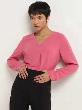 Wardrobe Pink Self-Pattern Top